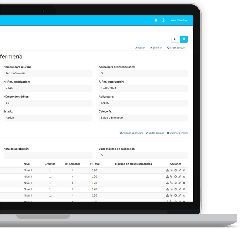 Registro y visualización de notas